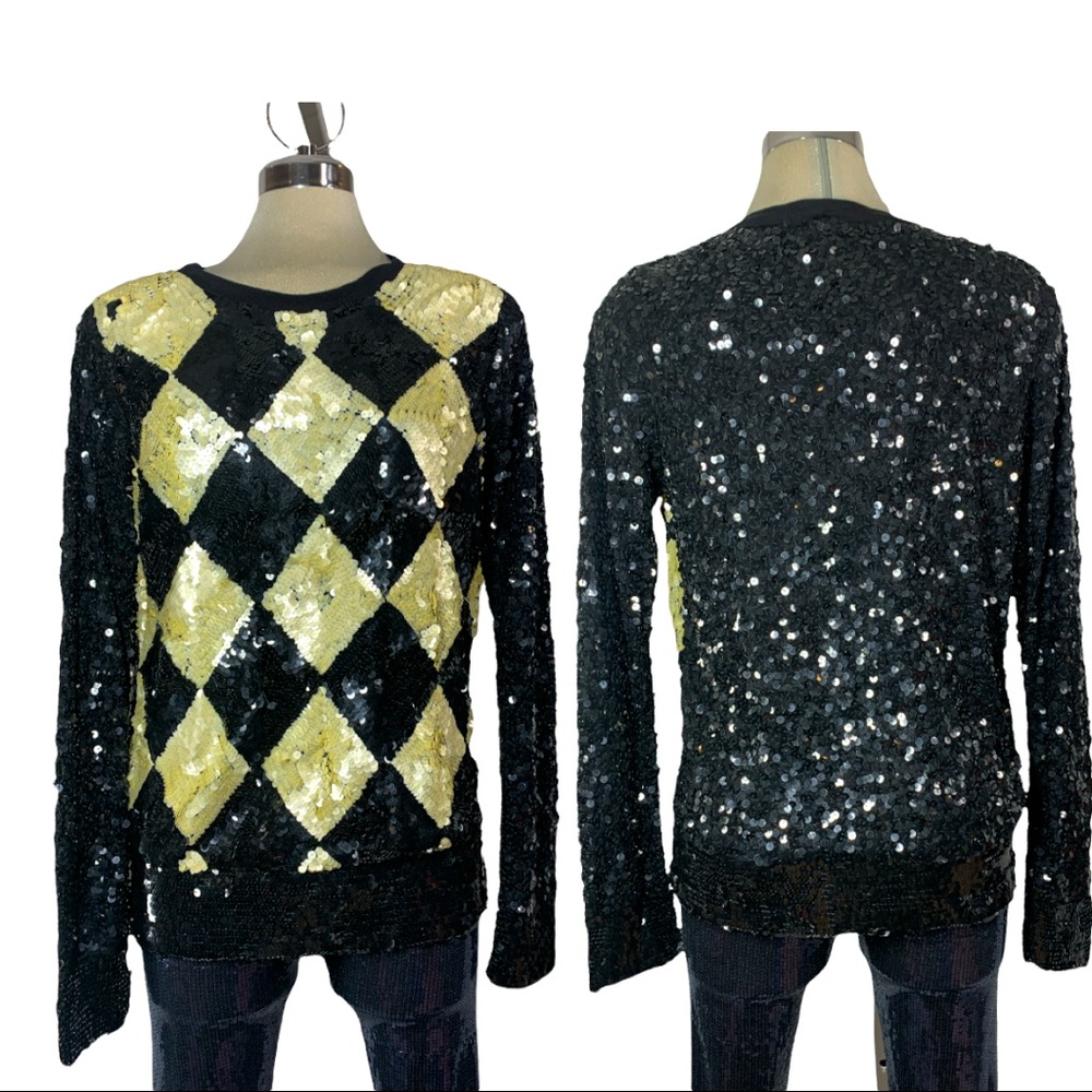 ASOS Luxury Black and gold Sequin embellishments Sweater Size 8